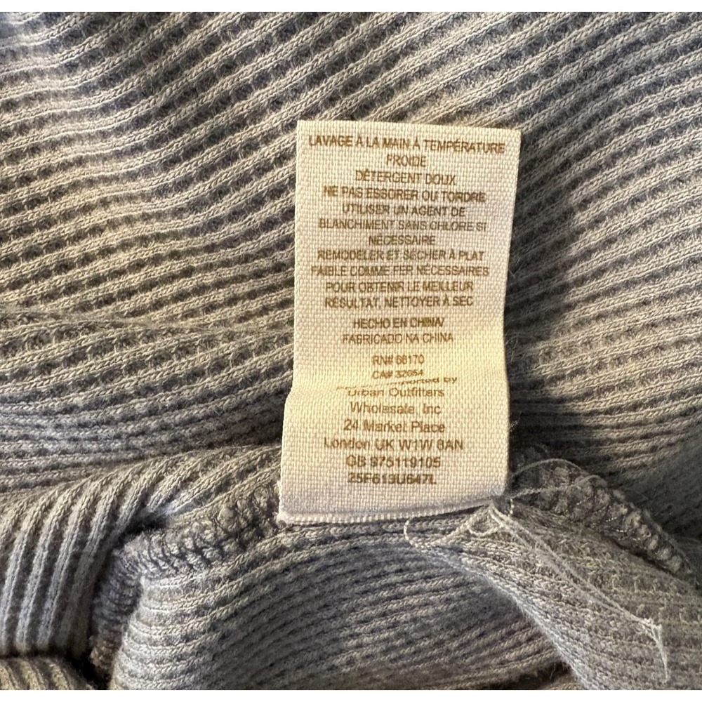 We the Free Waffle Knit Thermal Top Sz L Freedom Graphic Elbow Patches Boho USA - Picture 9 of 11